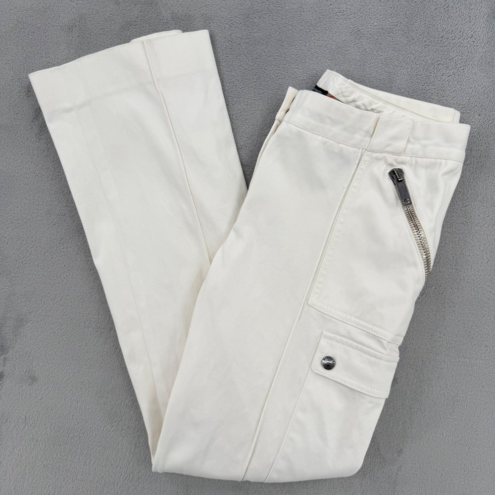 Burberry London Womens White‎ Cargo Pants Zipper Pockets Made in Italy Size 10